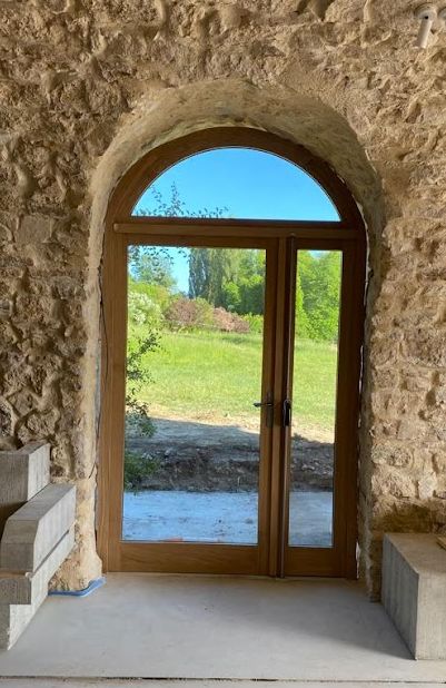 Imposte Cintre Porte Tierce Verre Toute Hauteur Bois Sur Mesure