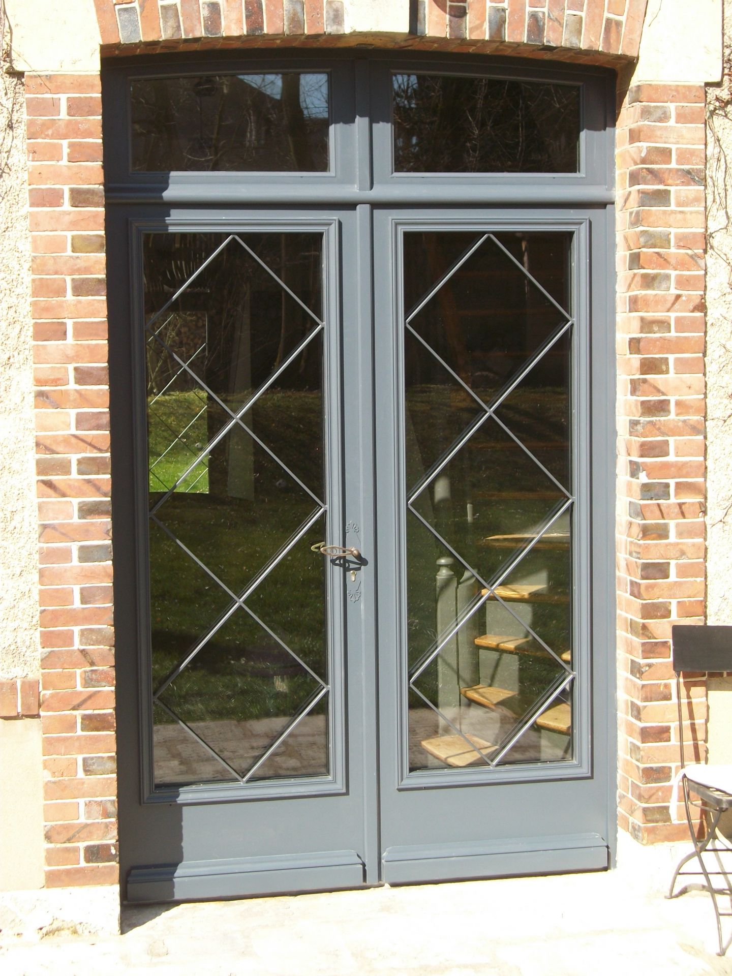 Porte Dentree Double Avec Imposte Sur Mesure En Bois Recup Grilles